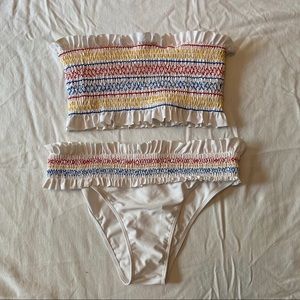 White Smocked Bandeau Bikini - Amazon/Shein